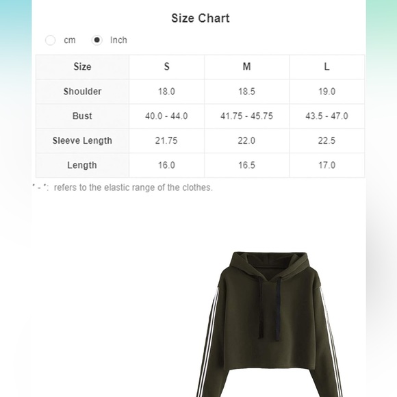 Dark Olive‎ Cropped Hoodie with Striped Sleeves - Picture 3 of 5